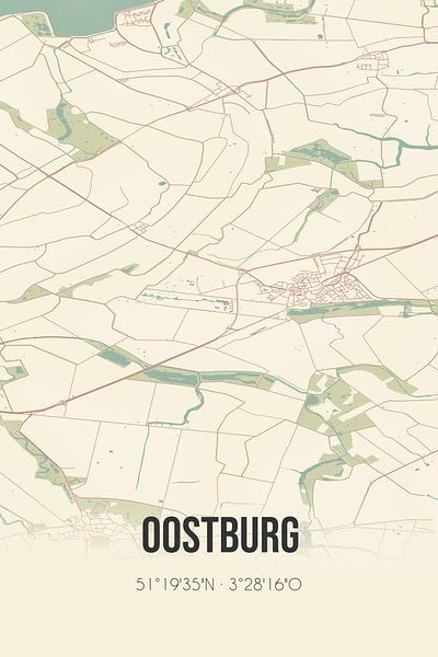 Vintage map of Oostburg (Zeeland) by Prints of Place