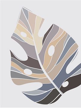 Stylistic leaves, Monstera (Hole plant): sand, brown and grey tones by Color Square