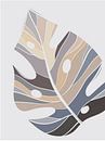 Stilistische blad, Monstera (Gatenplant): zand, bruin en grijstinten van Color Square thumbnail