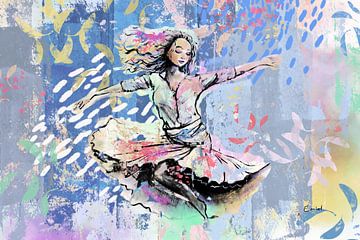 Digital artwork - ballet danseres van Emiel de Lange