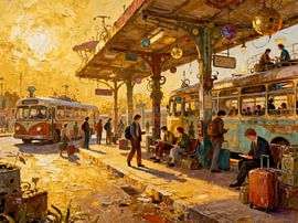 Bus stop in the evening light by Kristin M