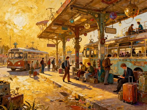 Haltestelle im Abendlicht