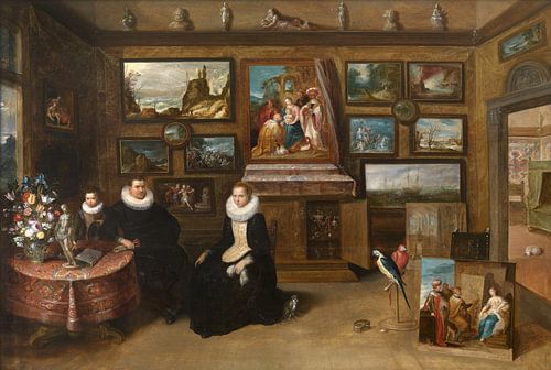 Portret van een familie in een kunstkamer, Frans Francken (II)