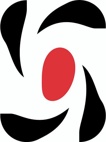 Abstract organische vormen in kleuren zwart rood wit