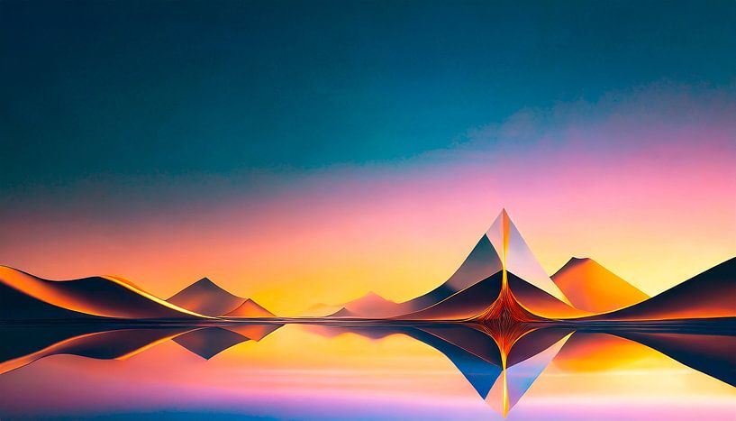 Landschaft mit See und Gebirge von Mustafa Kurnaz