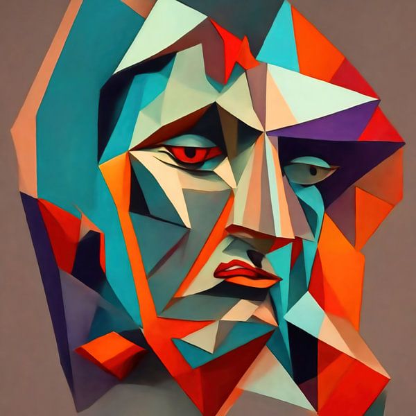 Portret in Cubisme in Pastelkleuren. von Brian Morgan