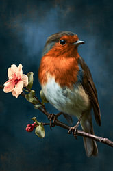 A robin amongst the blossoms