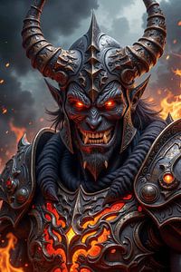 Dark Fantasy Wandbild: VORGYTH – Ein Porträt eines dämonischen Kriegers