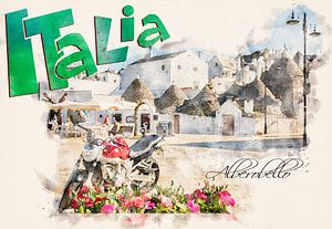 stilisiertes Poster im Aquarell-Stil.