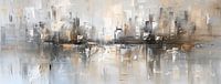 NYC abstract by the Water: A Modern Artwork in Neutral Shades