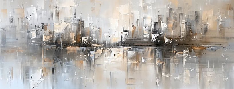 NYC abstract by the Water : Une œuvre d'art moderne dans des tons neutres par Thea
