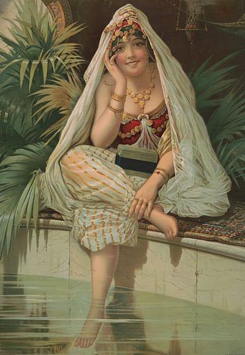 Frau am Wasser mit Palmolive-Seife – Vintage-Werbung