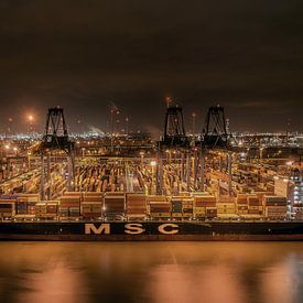 Nachtansicht "Hafen von Antwerpen" von Luc De Cock