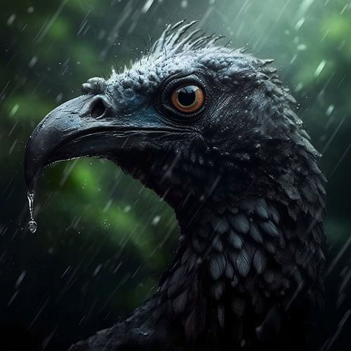 Dripping Wet Black Eagle