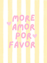 „More Amor Por Favor“, lustiger Sommerdruck mit Typografie, gestreifte Wanddekoration von Bella studio