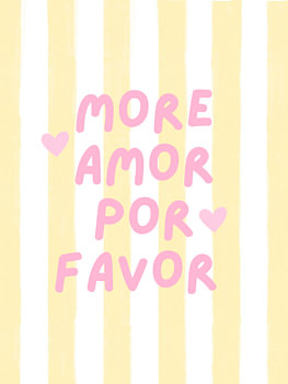 „More Amor Por Favor“, lustiger Sommerdruck mit Typografie, gestreifte Wanddekoration