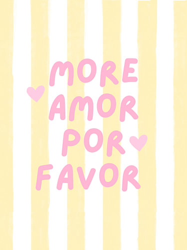 More Amor Por Favor, Funny Typography Summer Print, Striped Wall Art