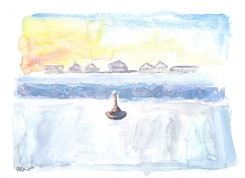 Winter in Nymphenburg with a frozen canal and curling by Markus Bleichner