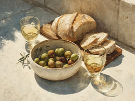Bread, wine &, olives by Tom Vermeersch