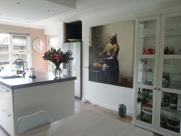 Klantfoto: Het Melkmeisje - Vermeer Schilderij (HQ), op canvas