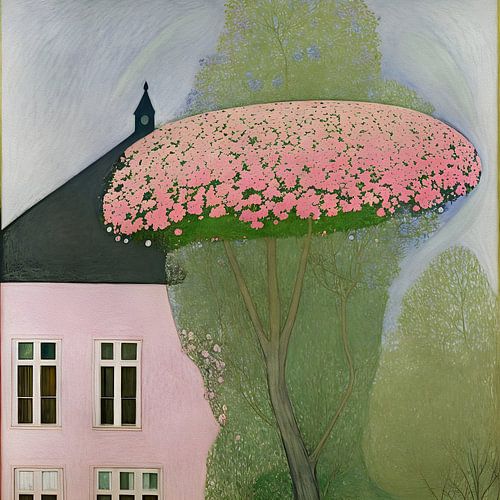 Bloesemboom voor het huis