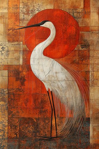 Sunset Elegance Crane in Texture