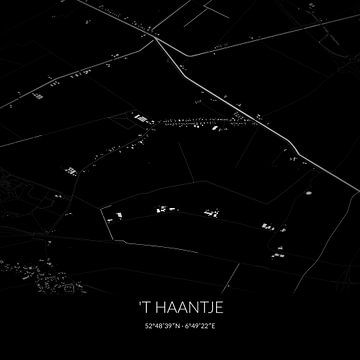 Zwart-witte landkaart van 't Haantje, Drenthe. van Rezona