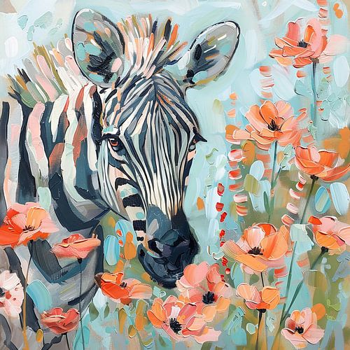 Zebra met bloemen