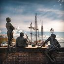 Ship boys in Hoorn looking at the harbour by Jolanda Aalbers thumbnail