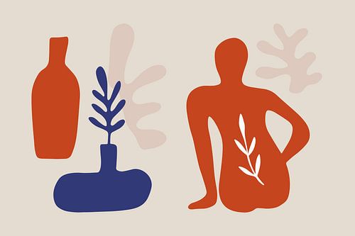 Collage moderne et branché avec des formes géométriques et organiques dans des couleurs joliment ass