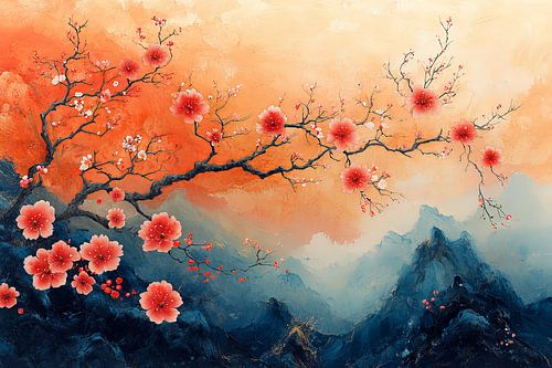 schilderachtige kunst japan bloesem