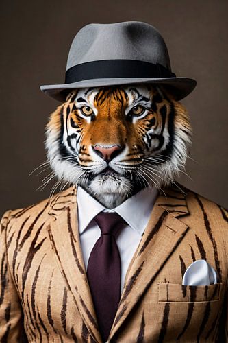 Tijger in stijlvol pak