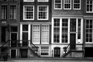 Amsterdam beautiful canal houses facade (black and white) by Marlika Art