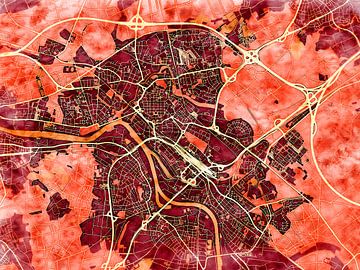 Kaart van Hanau in de stijl 'Amber Autumn' van Maporia
