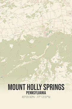 Vintage landkaart van Mount Holly Springs (Pennsylvania), USA. van MijnStadsPoster