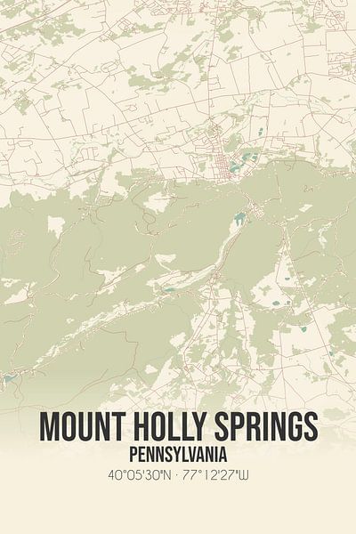 Vintage map of Mount Holly Springs (Pennsylvania), USA. by Prints of Place