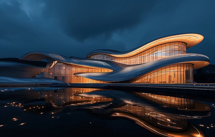 Wasserreflexion bei Nacht von fernlichtsicht
