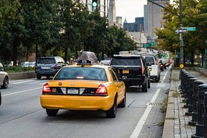 Yellow Cab in de file van Bas de Glopper