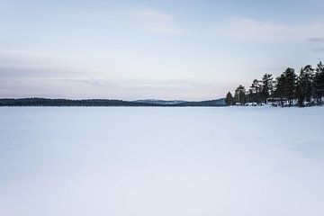 Leegte van een bevroren Fins meer.