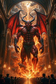 Dark Fantasy Art Wandbild: BELTHARON - Satan erscheint seinen Jüngern in einer Kathedrale von INFERAURUM - Dark Fantasy Wall Art