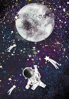 Astronaut with stars and moon