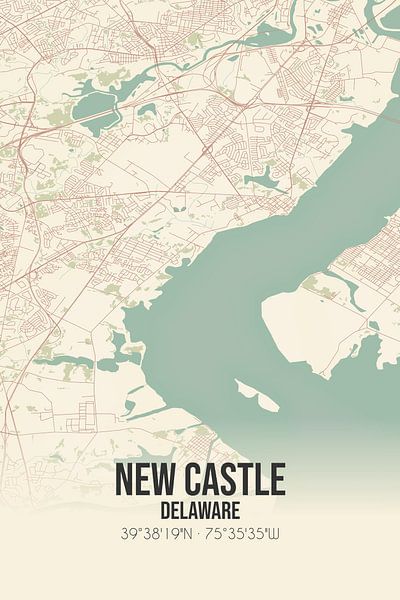 Carte ancienne de New Castle (Delaware), Etats-Unis. par Affiches de lieux