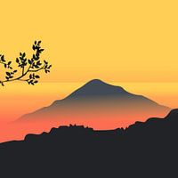Sonnenuntergang Gelassenheit - Minimalistische Berglandschaft