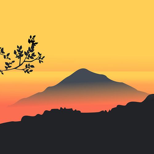 Sereniteit bij zonsondergang - Minimalistisch berglandschap