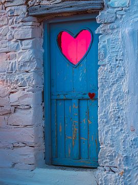 houten deur met een hart van haroulita