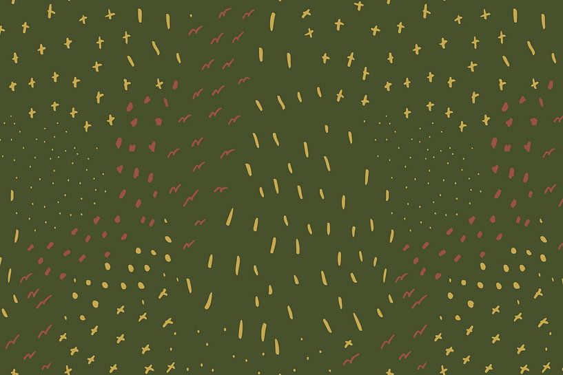 Croix, lignes et points dans les tons pastel et néon. Vert chaud, jaune, rose par Dina Dankers
