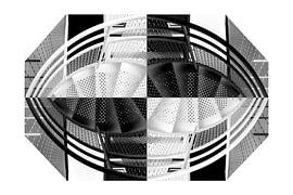 Collage trappen zwartwit Stadhuis Den Haag van Marianne van der Zee