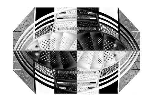 Collage trappen zwartwit Stadhuis Den Haag