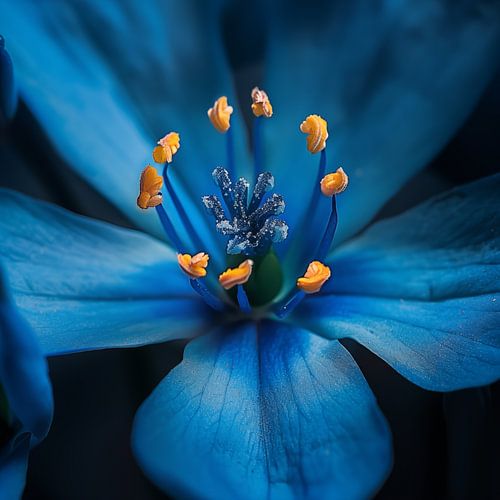 Blue-yellow flower macro photography