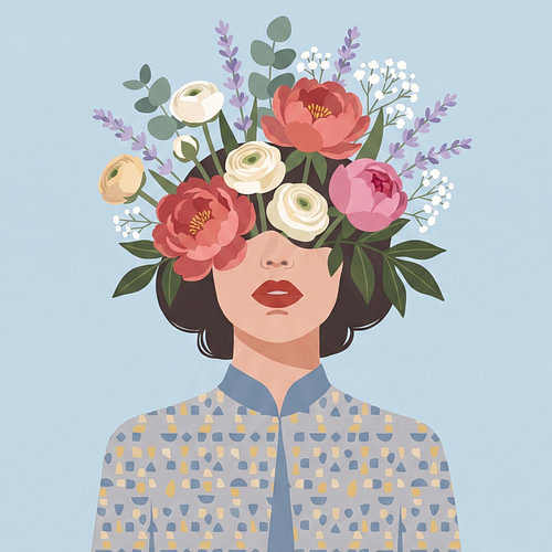La petite fille aux fleurs (1) - illustration avec des fleurs
